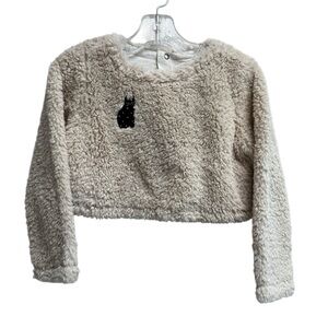 CATIMINI Kids Cream Long Sleeve Sherpa Sweater - Size 3T